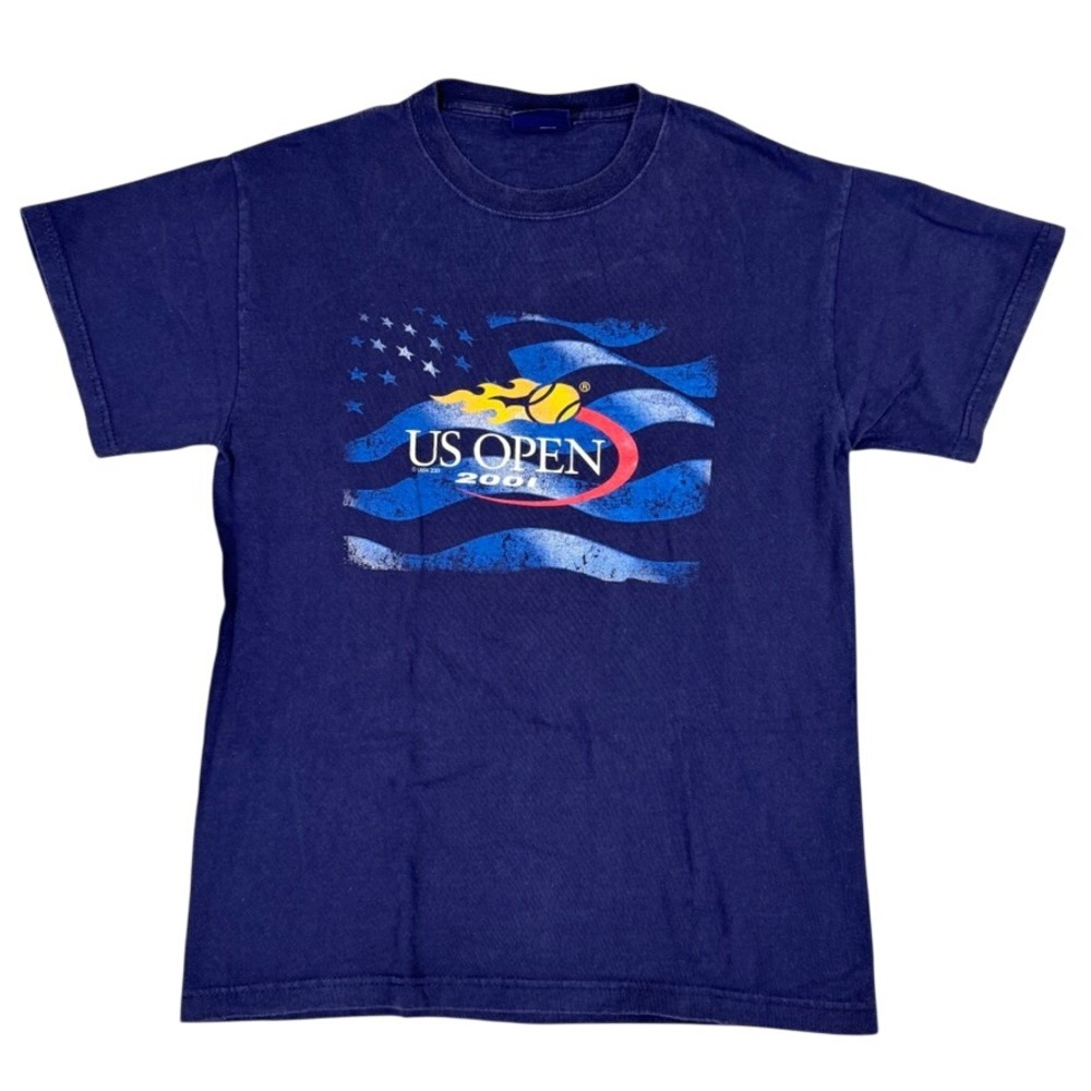 Vintage 2001 US Open Tennis Championship T-Shirt Navy Blue Graphic Tee Mens M